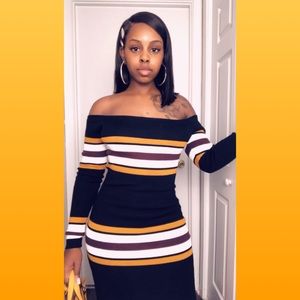 Midi striped sweater dress